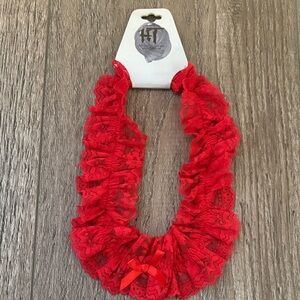 Vintage 90s Y2K Old Hot Topic Red Lace Garter Belt w Bow Detail Mall Goth Vamp